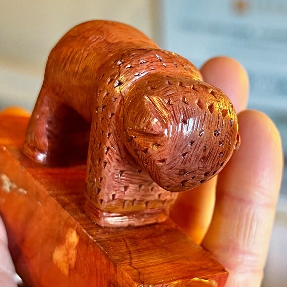 Antique Handcrafted catlinite Stone Buffalo T-Pipe Native American Sculpture - Picture 9 of 11